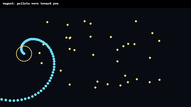 Magnet power-up pulling pellets to the worm